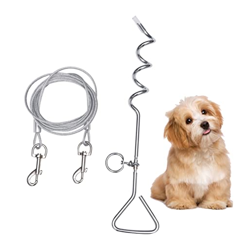 NESTINGHO Hundepfahl pet Supplies hundegurt hundeartikel Hunde zubehör Dogs Toys einziehbare Hundeleine Spiralanker für Haustiere Hund befestigungsstange Kabel zum Schleppen von Hunden Weiß von NESTINGHO