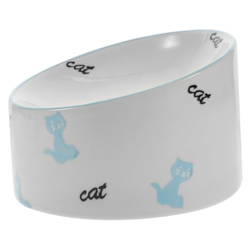 NESTINGHO Neigbarer Katzennapf aus Keramik Haustiernapf mit Nackenschutz Boden hundenapf Katzennäpfe pet Bowl Hundenäpfe Futternapf für den täglichen Gebrauch Fressnapf aus Keramik Sky-Blue von NESTINGHO