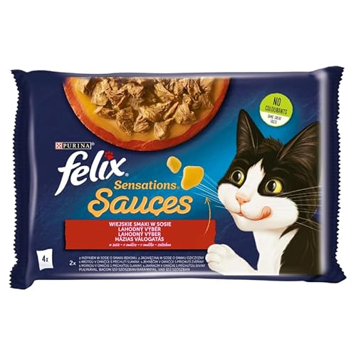 NESTLE POLSKA Felix Sasz Nassfutter für Katzen, 4 x 85 g, Empfindungen, ländliche Aromen in Sosie, 12 von NESTLE POLSKA