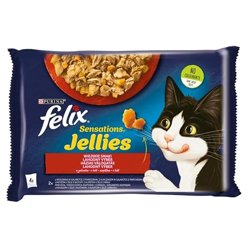 NESTLE POLSKA Felix Sasz Nassfutter für Katzen, 4 x 85 g, ländliche Geschmacksrichtungen in Jelly / 12 von NESTLE POLSKA