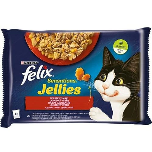 NESTLE POLSKA Felix Sasz Nassfutter für Katzen, 4 x 85 g, ländliche Geschmacksrichtungen in Jelly / 12 von NESTLE POLSKA