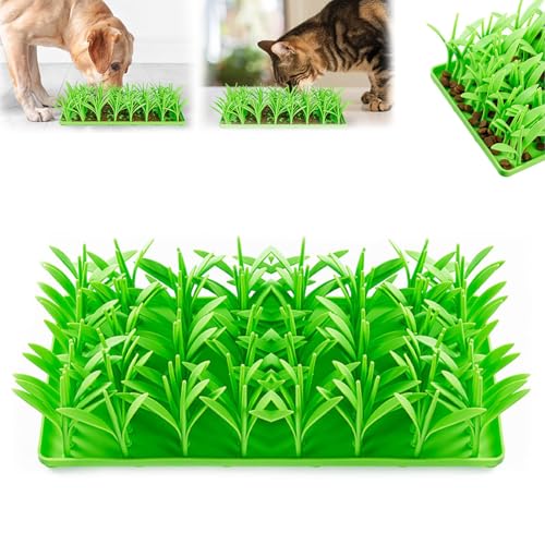 Silikon-Grasmatte für Katzen, grünes Gras, Silikon-Matte für langsames Essen, Nasenarbeit, Training, Futtersuche (Einheitsgröße, 1 Stück) von NESTMANY