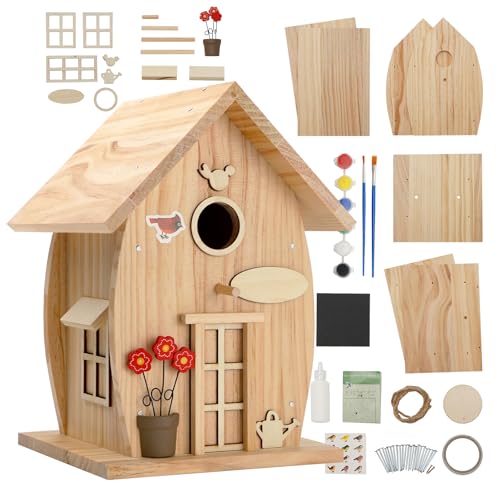 Vogelhaus-Set aus Holz zum Selbermachen, für Erwachsene zum Bauen, Outdoor-Holzbearbeitung, Basteln, Freestyle-Malerei, hängendes Vogelhaus für Garten, Hof, Dekoration, Geschenke Nesto von NESTO