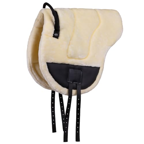 NETPROSHOP Bareback Pad Ontario mit weichem Kunstfell cremefarben mit Frontgriff Pony Full, Groesse:Pony, Farbe:Creme von NETPROSHOP