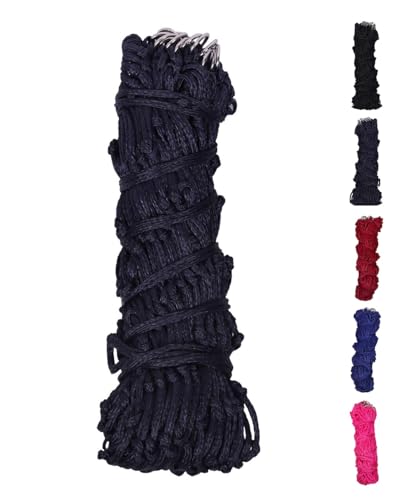 NETPROSHOP Heunetz mit Ringen für ca. 4-6 kg Heu Länge ca. 120 cm Maschen 5cm aus Nylon, Farbe:Dunkelblau von NETPROSHOP