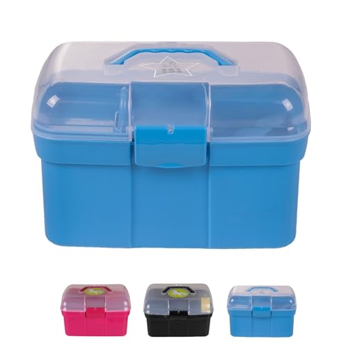 NETPROSHOP Putzbox mit verschiedenen Bürsten in passenden Farben ca.29x19x20cm Pferdepflege, Farbe:Blau von NETPROSHOP