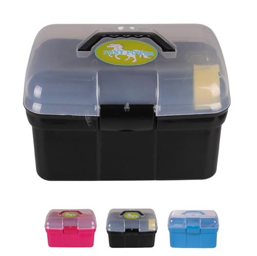 NETPROSHOP Putzbox mit verschiedenen Bürsten in passenden Farben ca.29x19x20cm Pferdepflege, Farbe:Schwarz von NETPROSHOP
