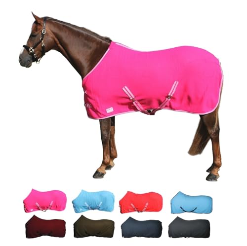 netproshop Basic Pferde Abschwitzdecke mit Kreuzbegurtung Fleece Qualität Gr. 105-155, Groesse:110, Farbe:Pink von NETPROSHOP