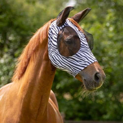 netproshop Fliegemaske Super Bug Fliegenhaube mit Ohren und Öffnung für Stirnhaare Shetty bis XL-Full, Groesse:Shetty, Farbe:Zebra von NETPROSHOP