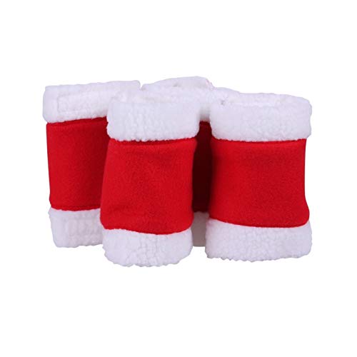 NETPROSHOP Pferde Weihnachts Bandagen aus Fleece und Fellimitat Rot-Weiss (Set 4 Stück) von NETPROSHOP