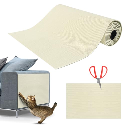 Kratzmatte Katze Selbstklebend,Kratzfestes Sofa kratzmatte Katze,Selbstklebend Kratzteppich Katze Wand,Wiederverwendbar kratzteppich Katze,DIY kratzmatte selbstklebend 40 * 200cm Beige von NEUFOOD