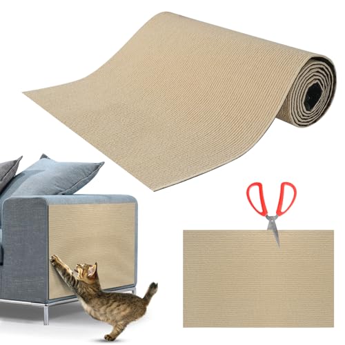 Kratzmatte Katze Selbstklebend,Kratzfestes Sofa kratzmatte Katze,Selbstklebend Kratzteppich Katze Wand,Wiederverwendbar kratzteppich Katze,DIY kratzmatte selbstklebend 40 * 200cm Khaki von NEUFOOD