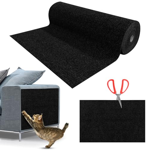 Kratzmatte Katze Selbstklebend,Kratzfestes Sofa kratzmatte Katze,Selbstklebend Kratzteppich Katze Wand,Wiederverwendbar kratzteppich Katze,DIY kratzmatte selbstklebend 40 * 200cm Schwarz von NEUFOOD