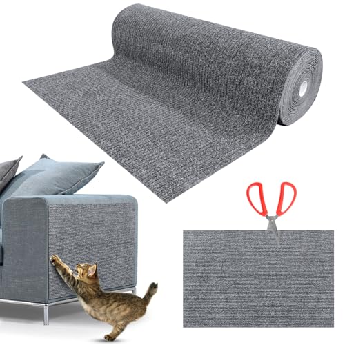 Kratzmatte Katze Selbstklebend,Kratzfestes Sofa kratzmatte Katze,Selbstklebend Kratzteppich Katze Wand,Wiederverwendbar kratzteppich Katze,DIY kratzmatte selbstklebend 40 * 200cm hellgrau von NEUFOOD