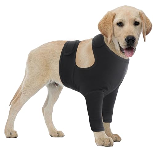 Hundebody Nach Op Mit Bein,Ellenbogenbandage Hund Vorderbein Anti-Wundlecken Op Body Hunde Schutz für kleine mittelgroße große Hunde (‎schwarz, 2XL) von NEUSOP