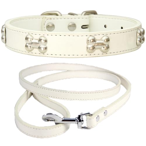 NEUSOP Hundehalsband aus Leder, verstellbar, Hundeleine, Hundehalsband, Halsbänder für Hunde, Katzen, Welpen, Halsband für Haustiere XS von NEUSOP