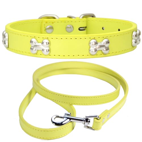 NEUSOP Hundehalsband aus Leder, verstellbar, Hundeleine, Hundehalsband, Halsbänder für Hunde, Katzen, Welpen, Halsband für Haustiere XS von NEUSOP