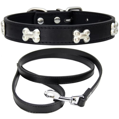 NEUSOP Hundehalsband aus Leder, verstellbar, Hundeleine, Hundehalsband, Halsbänder für Hunde, Katzen, Welpen, Halsband für Haustiere XS von NEUSOP