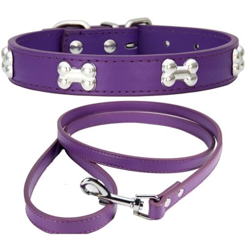 NEUSOP Hundehalsband aus Leder, verstellbar, Hundeleine, Hundehalsband, Halsbänder für Hunde, Katzen, Welpen, Halsband für Haustiere XS von NEUSOP