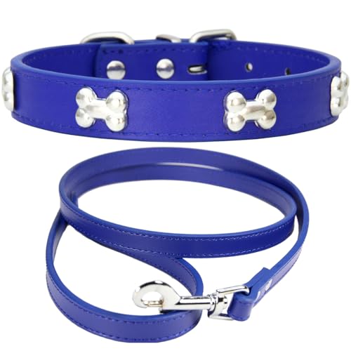 NEUSOP Hundehalsband aus Leder, verstellbar, Hundeleine, Hundehalsband, Halsbänder für Hunde, Katzen, Welpen, Halsband für Haustiere XS von NEUSOP