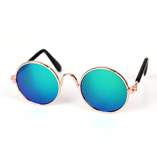 NEVRTP Lustige süße Katze kleine Hund Sonnenbrille Classic Retro kreisförmige Brillen Fotos Requisiten Zubehör Cosplay Brille UV Sonnenbrille Augenschutz tragen (Grün) von NEVRTP