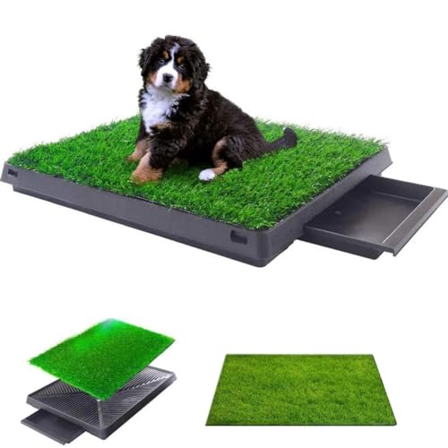 NEVYTOL 64x51cm Hundetoilette Wohnung, Waschbar Hundeklo für Zuhause, Hundetoilette Balkon, Hundetoilette, Hundetoiletten mit 2 Stück Rasenmatte, für Kleine Hunde Grosse Hunde von NEVYTOL