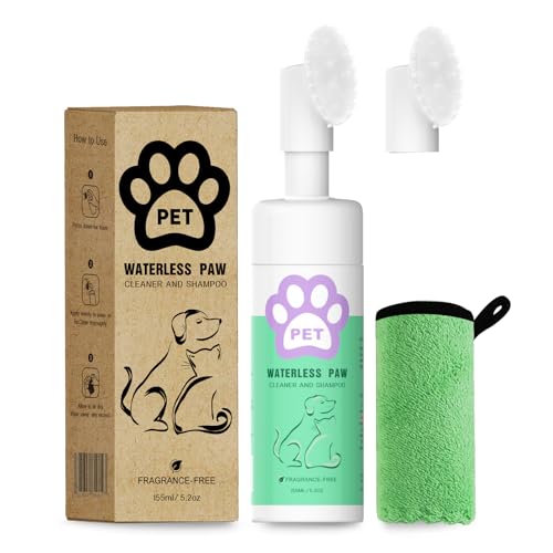 Hundepfotenreiniger Schaum parfümfrei, wasserloses Shampoo Pfotenreiniger, kein Spülen, sulfatfrei, Trockenshampoo für Hunde, Katzen, entworfen mit weicher Silikonbürste, ganz natürliche von NEWCASTLE