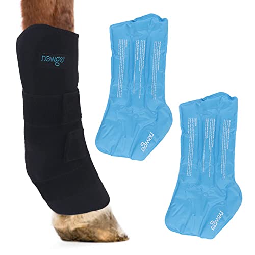 NEWGO Kühlgamaschen Pferd Kühl-Gamaschen Pferd Wiederverwendbare für Verletzungen, Kühlung Pferd Knie 1 Bandage mit 2 Kühlakkus für Stiefel, und Hufe (1 Stück) von NEWGO