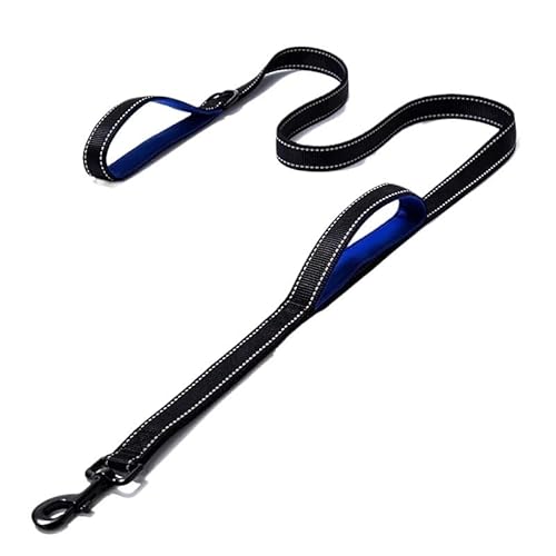 Hundeleine, Outdoor-Reise, Hundetrainingskette, strapazierfähig, Doppelgriff, Leine für mehr Kontrolle, Sicherheitstraining, Doppelgriff, Schwarz / Blau, Größe XL - 180 cm von NEWTRASI