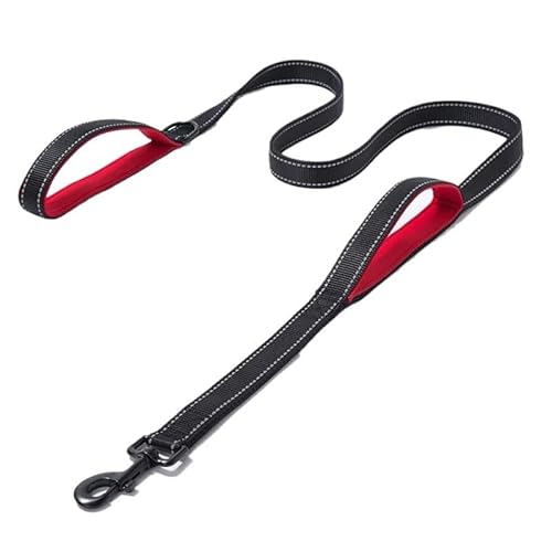 Hundeleine, Outdoor-Reise, Hundetrainingskette, strapazierfähig, Doppelgriff, Leine für mehr Kontrolle, Sicherheitstraining, Doppelgriff, Schwarz / Rot, Größe XL - 180 cm von NEWTRASI