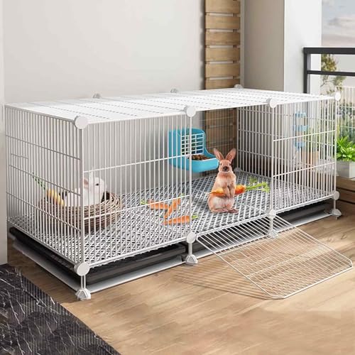 NEZIH Animal Playpen Mit Tablett, Haustierkäfige Für Kleine Tiere, Meerschweinchenkäfig, 1,3 cm Verschlüsseltes Netz, Tablettdesign/D von NEZIH