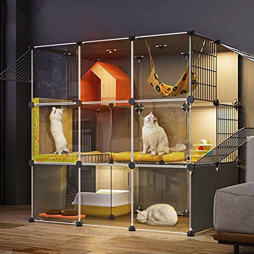 NEZIH Cat Carrier Box, Animal Playpen PVC Transparentes Design, Die Lebensmittelseite Ist Getrennt, Der Boden Ist Verstärkt Und Tragend/a/110 * 75 * 109Cm-B von NEZIH