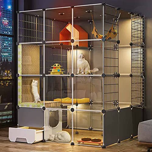 NEZIH Cat Carrier Box, Animal Playpen Pvc Transparentes Design, Die Lebensmittelseite Ist Getrennt, Der Boden Ist Verstärkt Und Tragend/B/110 * 110 * 145Cm von NEZIH