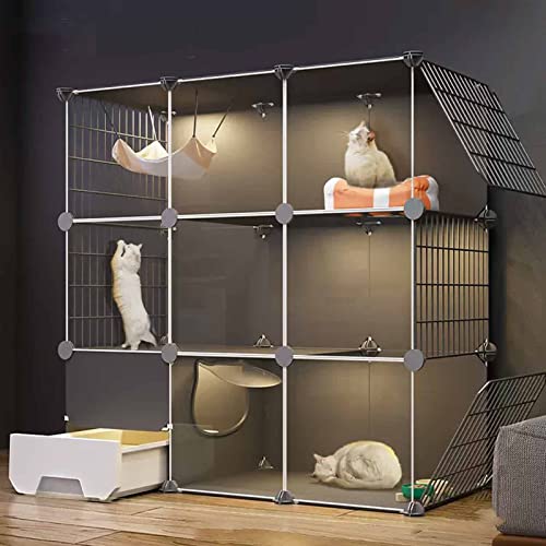 NEZIH Cat Carrier Box, Animal Playpen Pvc Transparentes Design, Die Lebensmittelseite Ist Getrennt, Der Boden Ist Verstärkt Und Tragend/B/110 * 49 * 109Cm von NEZIH