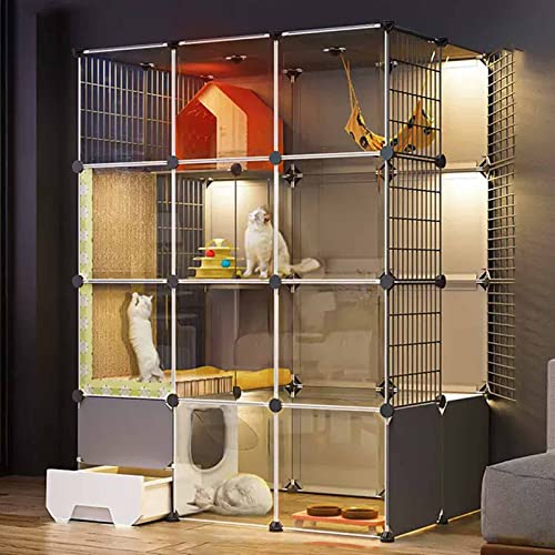 NEZIH Cat Carrier Box, Animal Playpen Pvc Transparentes Design, Die Lebensmittelseite Ist Getrennt, Der Boden Ist Verstärkt Und Tragend/B/110 * 75 * 145Cm von NEZIH