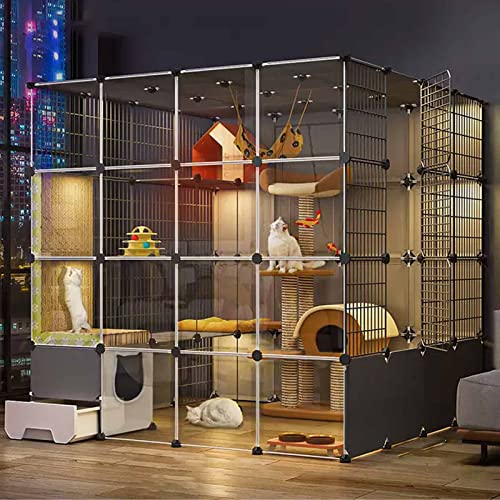 NEZIH Cat Carrier Box, Animal Playpen Pvc Transparentes Design, Die Lebensmittelseite Ist Getrennt, Der Boden Ist Verstärkt Und Tragend/B/145 * 145 * 145Cm von NEZIH