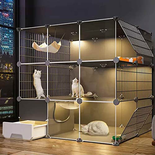 NEZIH Cat Carrier Box, Animal Playpen Pvc Transparentes Design, Die Lebensmittelseite Ist Getrennt, Der Boden Ist Verstärkt Und Tragend/C/111 * 95 * 109Cm von NEZIH