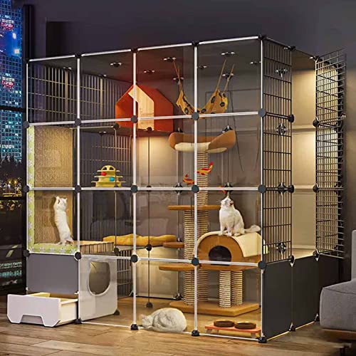 NEZIH Cat Carrier Box, Animal Playpen Pvc Transparentes Design, Die Lebensmittelseite Ist Getrennt, Der Boden Ist Verstärkt Und Tragend/C/145 * 110 * 145Cm von NEZIH