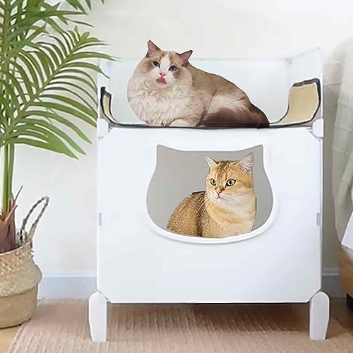 NEZIH Cat House Indoor Für 2 Katzen, Kätzchenstift, Aps-Material, Universell Für Alle Jahreszeiten, Halbschlosses Katzenhaus, Faltbar, Abnehmbar Und Waschbar/47 * 37 * 55Cm von NEZIH