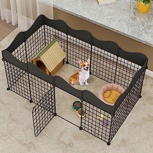 NEZIH Diy Pet Petpen Mit Tür, Hunde -Playpene/Kätzchengehäuse Metal Pet Zaun Faltbares Haustierplaypen, Tragbar/145 * 75 * 57Cm von NEZIH