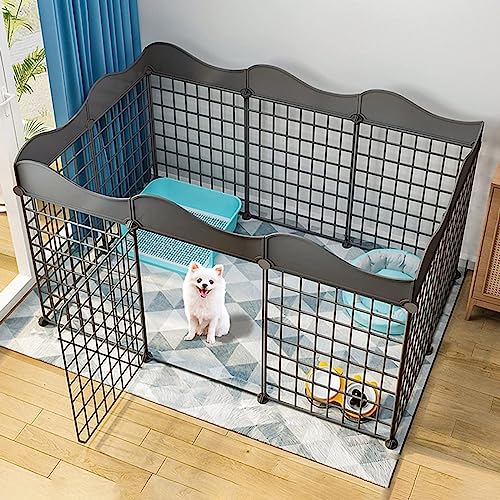 NEZIH Hundeplaypens/Kätzchengehäuse Mit Tür, Metal Pet Playpen Faltbar Hundekatze Welpen -Spielstall/111 * 75 * 57Cm von NEZIH