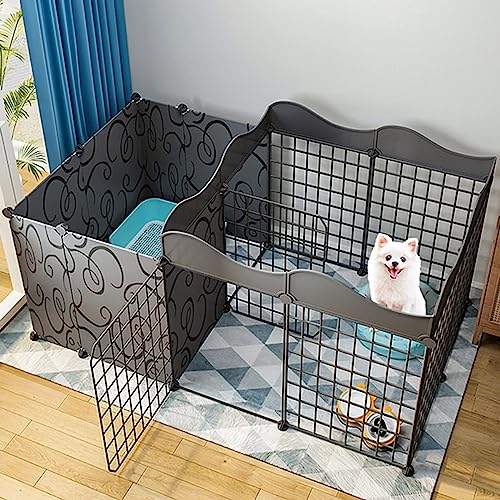 NEZIH Hundeplaypens/Kätzchengehäuse Mit Tür, Metal Pet Playpen Faltbar Hundekatze Welpen -Spielstall/127 * 75 * 57Cm von NEZIH