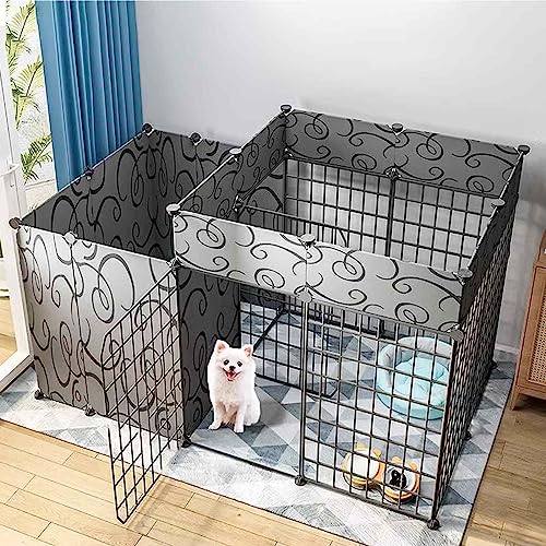 NEZIH Hundeplaypens/Kätzchengehäuse Mit Tür, Metal Pet Playpen Faltbar Hundekatze Welpen -Spielstall/127 * 75 * 65Cm von NEZIH