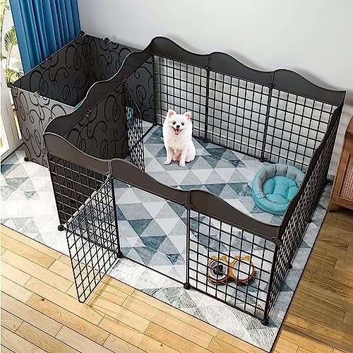 NEZIH Hundeplaypens/Kätzchengehäuse Mit Tür, Metal Pet Playpen Faltbar Hundekatze Welpen -Spielstall/165 * 111 * 57Cm von NEZIH