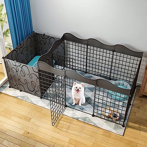 NEZIH Hundeplaypens/Kätzchengehäuse Mit Tür, Metal Pet Playpen Faltbar Hundekatze Welpen -Spielstall/165 * 75 * 47Cm von NEZIH