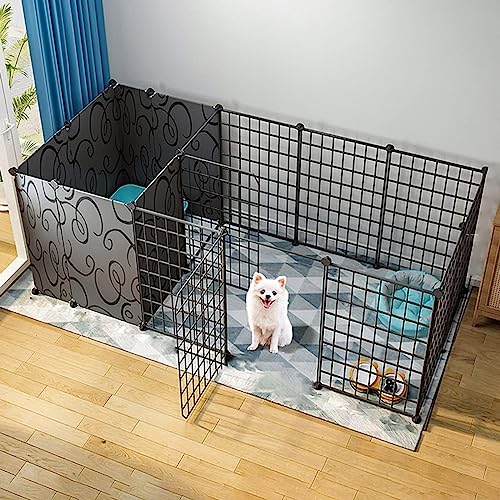 NEZIH Hundeplaypens/Kätzchengehäuse Mit Tür, Metal Pet Playpen Faltbar Hundekatze Welpen -Spielstall/165 * 75 * 57Cm von NEZIH