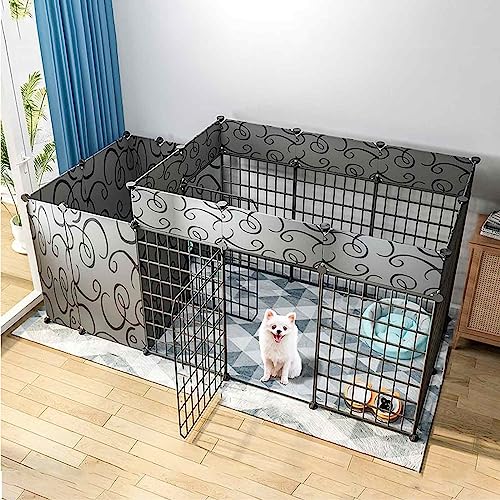 NEZIH Hundeplaypens/Kätzchengehäuse Mit Tür, Metal Pet Playpen Faltbar Hundekatze Welpen -Spielstall/165 * 75 * 65Cm von NEZIH