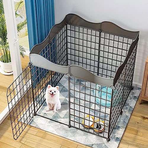 NEZIH Hundeplaypens/Kätzchengehäuse Mit Tür, Metal Pet Playpen Faltbar Hundekatze Welpen -Spielstall/75 * 75 * 57Cm von NEZIH