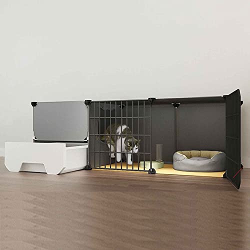 NEZIH Katze Villa Innen Mit Geschlossener Katzentoilette, Haustierplaypen, Käfigkäfig, Metall Und Abs-Kunststoff, Ultra-Weite Plattform/111 * 49 * 39Cm von NEZIH