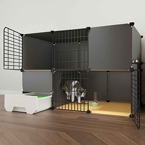 NEZIH Katze Villa Innen Mit Geschlossener Katzentoilette, Haustierplaypen, Käfigkäfig, Metall Und Abs-Kunststoff, Ultra-Weite Plattform/111 * 49 * 75Cm-B von NEZIH